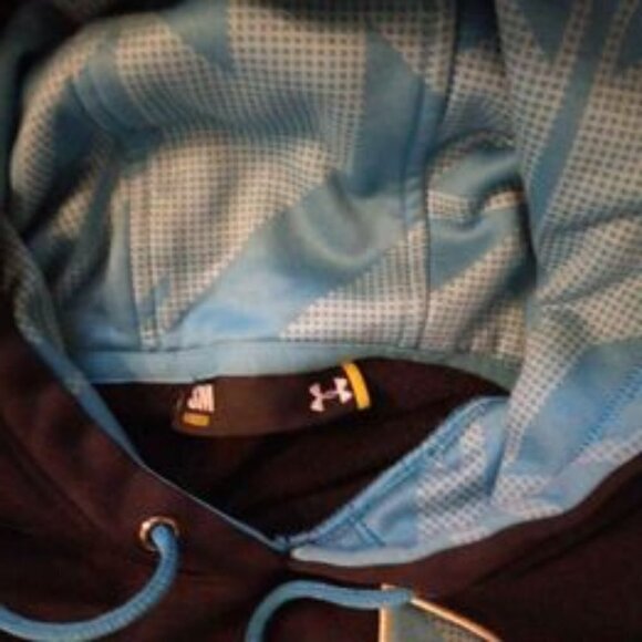 Under Armour Womens Small Logo Hoodie - Black and Powder Blue - Picture 4 of 6